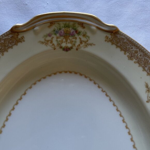 Noritake Handled Oval Platter With Gold Floral Design Made In Japan 14"x10" Eleg - Picture 2 of 9
